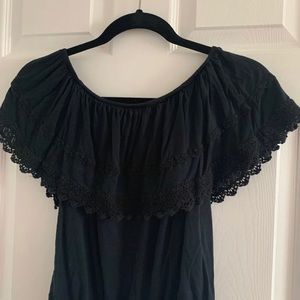 Hollister Off-Shoulder Crop Top w/ Lace Trim